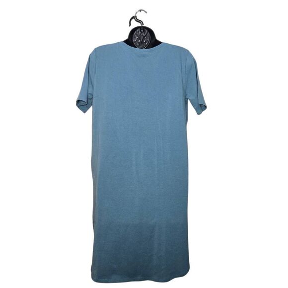 Eileen Fisher Women's Dress Size Petite Medium Short Sleeve Cotton Blue Beachy - Picture 2 of 4